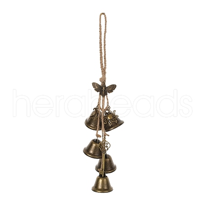 Iron Bell & Alloy Key/Sun/Moon Charm Hanging Ornaments HJEW-JM03430-1