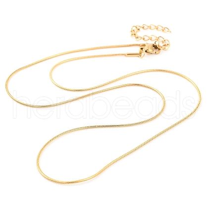 304 Stainless Steel Round Snake Chain Necklaces for Women NJEW-G140-06A-G-1