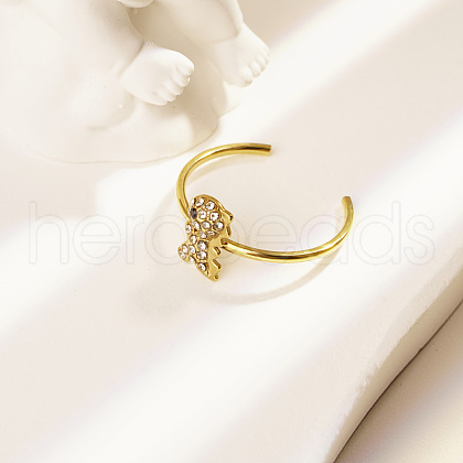 Stainless Steel with Rhinestone Adjustable Cuff Rings for Women ZL5562-1