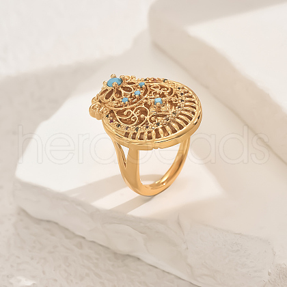 Brass Micro Pave Cubic Zirconia Geometric Adjustable Finger Rings for Women FR4492-5-1
