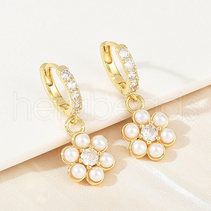 Brass Micro Pave Cubic Zirconia Hoop Earrings EJEW-S277-13G-A-1