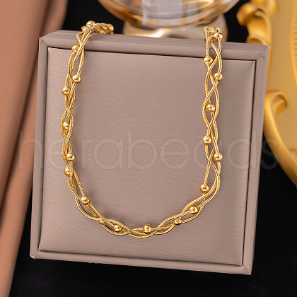 304 Stainless Steel Layered Necklaces NJEW-Z072-01G-1