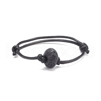 Natural Lava Rock Beaded Cord Bracelet BJEW-JB07681-02-1