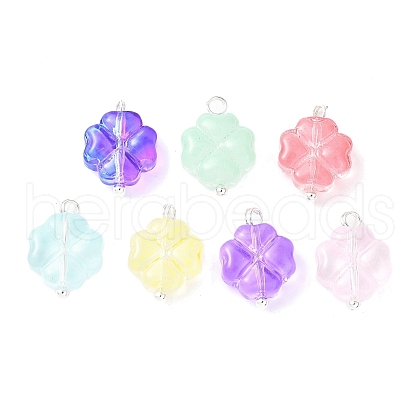 7Pcs 7 Colors Transparent Spray Painted Glass Charms PALLOY-JF03518-03-1