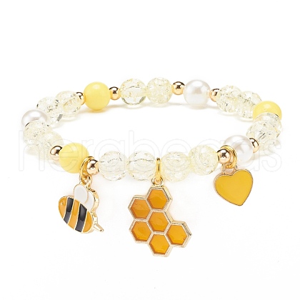 Acrylic Imitation Pearl Stretch Bracelet BJEW-JB08448-01-1