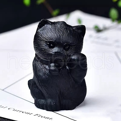 Natural Obsidian Ornament Home Desktop Decoration Craft PW-WG52939-03-1