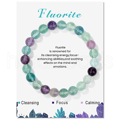 Natural Fluorite Beaded Stretch Bracelets PW-WG7FE75-21-1