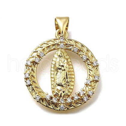 Brass Micro Pave Cubic Zirconia Pendants KK-C090-35G-08-1