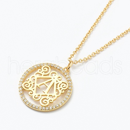 Brass Micro Pave Clear Cubic Zirconia Pendant Necklaces NJEW-E153-01A-1
