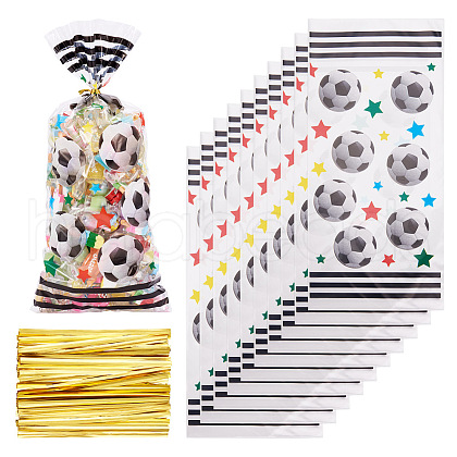 50Pcs OPP Plastic Football Printed Candy Storage Bags ABAG-TAC0014-05-1