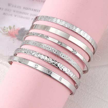 6Pcs Alloy Cuff Bangle Set for Women WG45AE5-07-1