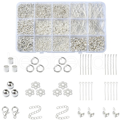 DIY Iron Eye Pin & Flat Head Pins & Bead Caps & Bead Tips Jewelry Making Findings Kits DIY-YW0010-20A-1