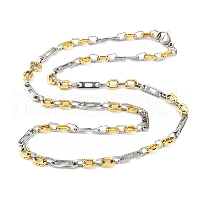 201 Stainless Steel Oval Links Chain Necklace NJEW-F22-39G-GP-1