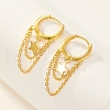 925 Sterling Silver Star & Chains Tassel Dangle Hoop Earrings for Women EJEW-F317-21G-1