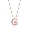 Chinese Zodiac Necklace Tiger Necklace 925 Sterling Silver Rose Gold Tiger on the Moon Pendant Charm Necklace Zircon Moon and Star Necklace Cute Animal Jewelry Gifts for Women JN1090C-1