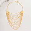 Elegant Iron Vintage Multi-Layered Beaded Tassel Bib Necklaces for Women's Parties FI4341-5