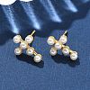 Cross Brass Stud Earrings EJEW-A132-01G-2