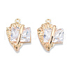 Brass Pave Clear Cubic Zirconia Pendants KK-N232-474LG-2