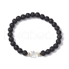 6mm Round Natural Lava Rock Beaded Stretch Bracelets BJEW-JB10669-1