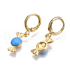 Brass Enamel Huggie Hoop Earrings EJEW-T014-19G-03-NF-2