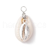 Natural Cowrie Shell & Alloy Sea Animals Pendants PALLOY-JF03751-06-1