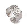 Non-Tarnish 304 Stainless Steel Textured Open Cuff Rings for Women RJEW-G285-14P-1