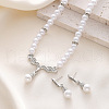 Angel Wing Alloy Crystal Rhinestone & Plastic Imitation Pearl Pendant Necklaces & Stud Dangle Earrings Sets FS-WG4A79B-02-1
