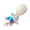 Dyed Synthetic Turquoise Starfish & Natural Cowrie Shell Pendants PALLOY-JF03932-5