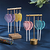FIBLOOM 4 Pairs 4 Colors Acrylic Heart Lollipop Dangle Earrings EJEW-FI0001-14-7
