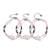 Natural Rose Quartz Round & Synthetic Non-magnetic Hematite & White Shell Beaded Bracelets for Women BJEW-K251-02A-1