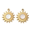 304 Stainless Steel Natural White Shell Pendants STAS-L288-15G-02-1