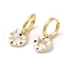 Heart Real 18K Gold Plated Brass Dangle Hoop Earrings EJEW-L268-038G-05-1