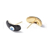 Enamel Curved Oval with Evil Eye Stud Earrings EJEW-G334-02G-03-2