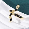 Brass Micro Pave Clear Cubic Zirconia Cuff Rings for Women RJEW-U047-39G-4