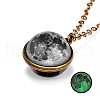 Luminous Glass Planet Pendant Necklace with Antique Golden Alloy Chains PW-WG67491-11-1