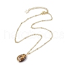 Natural Tiger Eye with Brass Pendants Necklaces NJEW-JN04679-04-4