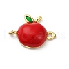 Brass Red Enamel Connector Charms KK-I276-13G-02-1