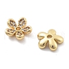 Rack Plating Flower Brass Micro Pave Clear Cubic Zirconia Bead Caps KK-H449-65G-04-NR-2