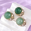 Half Round Natural Green Aventurine Cubic Zirconia Cuff Rings RJEW-M076-01G-05-1