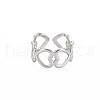 304 Stainless Steel Open Heart Wrap Cuff Ring for Women RJEW-S405-170P-1