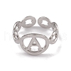 Non-Tarnish 304 Stainless Steel Initial Letter A Open Cuff Rings for Women RJEW-G285-56P-2