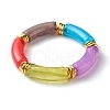 Imitation Gemstone Acrylic Curved Tube Beads Stretch Bracelets BJEW-JB06588-2