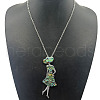 Alloy Pave Natural Paua Shell Woman Pendant Necklaces XH4699-4-1