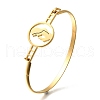 304 Stainless Steel Flat Round Link Bangles for Women BJEW-R014-01G-05-4