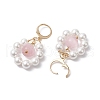 Shell Pearl & Cat Eye Leverback Earrings EJEW-JE05919-4