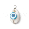 Natural Cowrie Shell & Evil Eye Handmade Polymer Clay Pendants PALLOY-JF03812-3