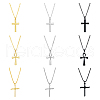 FIBLOOM 9Pcs 9 Style Stainless Steel & Alloy Cross Pendant Necklaces Set NJEW-FI0001-21-1