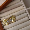 Brass Micro Pave Clear Cubic Zirconia Stud Earrings EJEW-U059-01B-GP-1