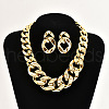 Alloy & CCB Plastic Curb Chain Necklace & Stud Dangle Earrings Sets FS-WG734CE-02-1