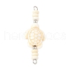 Dyed Synthetic Turquoise Turtle Rondelle Beaded Connector Charms PALLOY-JF04013-01-3